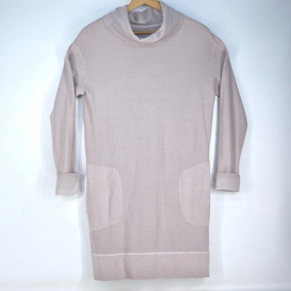 Athleta Eco Wash Turtleneck Sweatshirt Dress Medium Thumb Sleeve Athleisure Prep